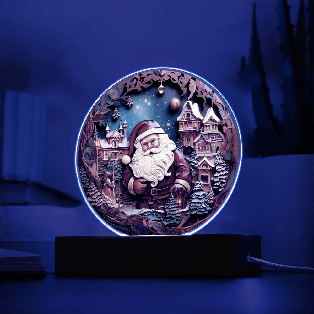 Santa In Town - Acrylic Circle Plaque