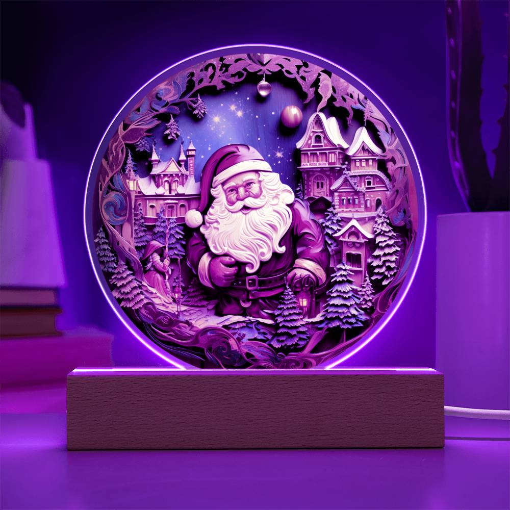 Santa In Town - Acrylic Circle Plaque