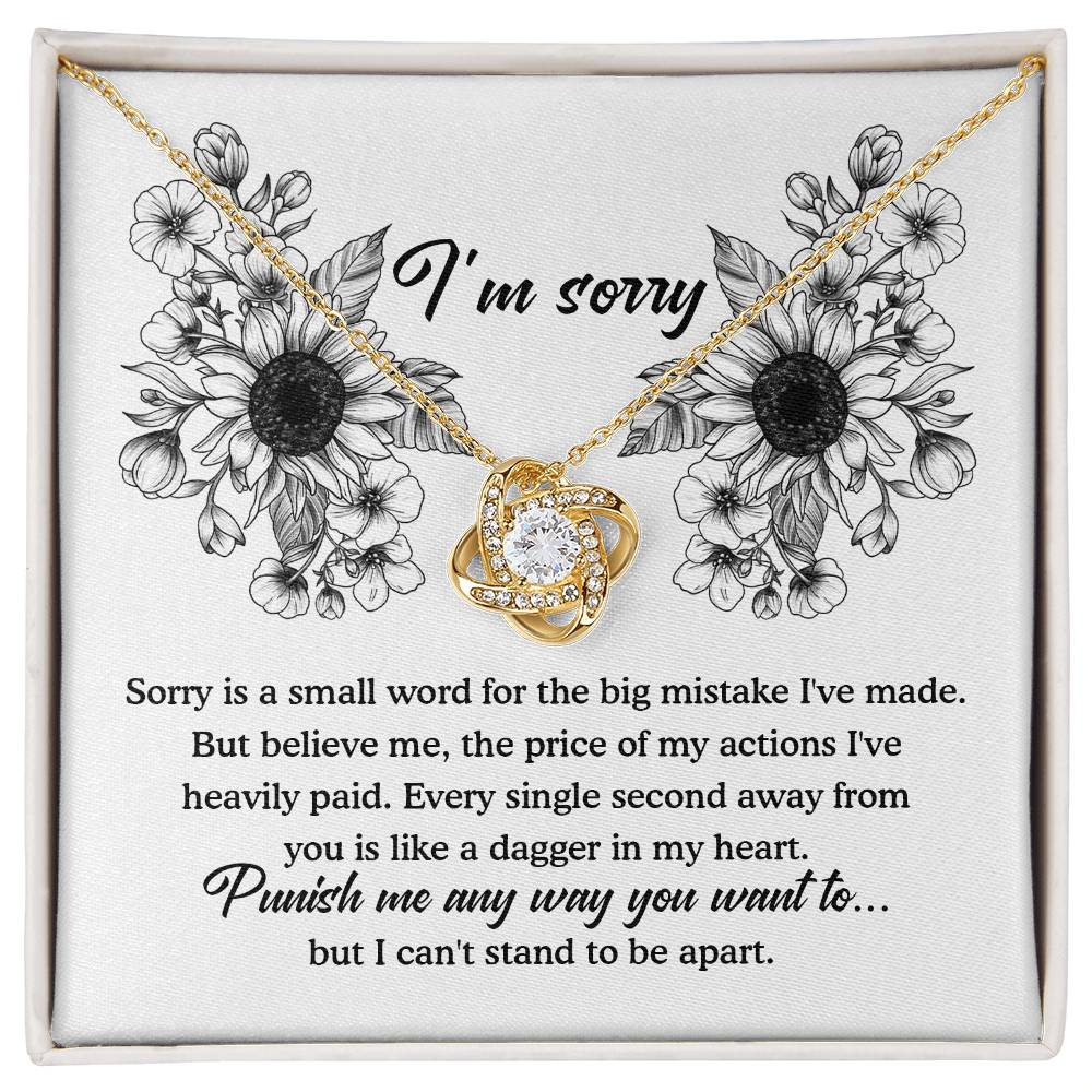 I'm Sorry Love Knot Necklace - Small Word