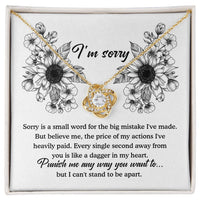 Load image into Gallery viewer, I&#39;m Sorry Love Knot Necklace - Small Word
