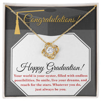 Load image into Gallery viewer, Happy Graduation Love Knot Necklace - Your Oyster
