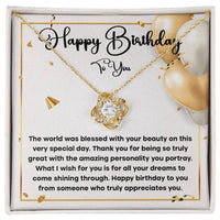 Load image into Gallery viewer, Love Knot Necklace - Happy Birthday
