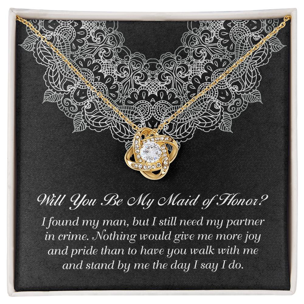 Maid of Honor Love Knot Necklace - Partner in Crime