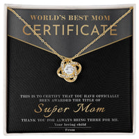 Load image into Gallery viewer, Mom Love Knot Necklace - Best Mom Certificate
