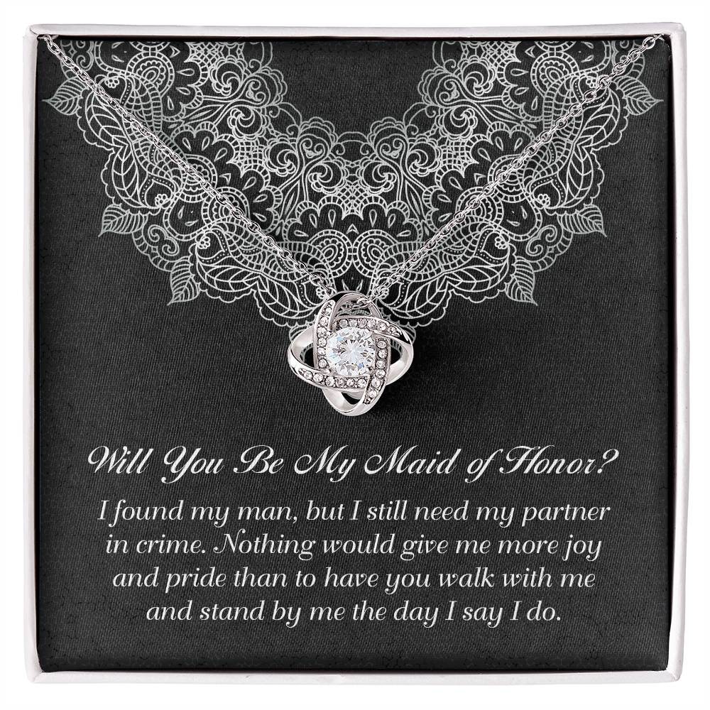 Maid of Honor Love Knot Necklace - Partner in Crime