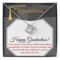 Load image into Gallery viewer, Happy Graduation Love Knot Necklace - Your Oyster
