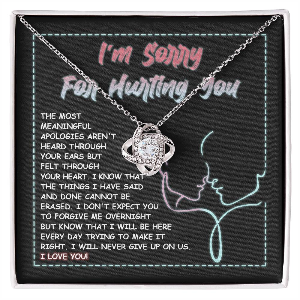 I'm Sorry Love Knot Necklace - Never Give Up