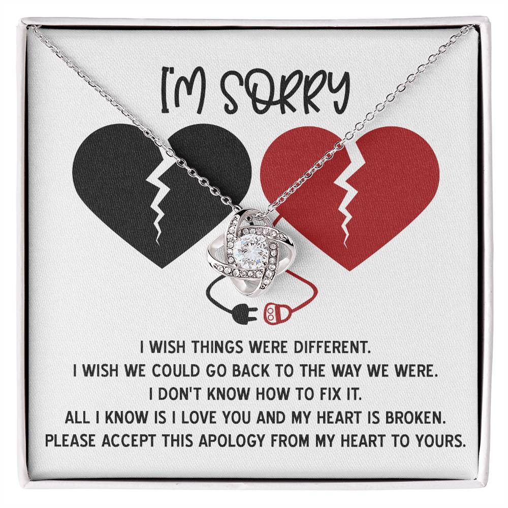 I'm Sorry Love Knot Necklace - Heart Is Broken