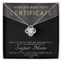 Load image into Gallery viewer, Mom Love Knot Necklace - Best Mom Certificate
