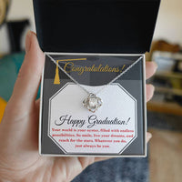 Load image into Gallery viewer, Happy Graduation Love Knot Necklace - Your Oyster
