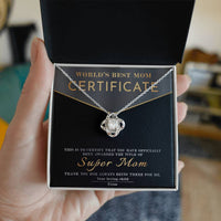 Load image into Gallery viewer, Mom Love Knot Necklace - Best Mom Certificate
