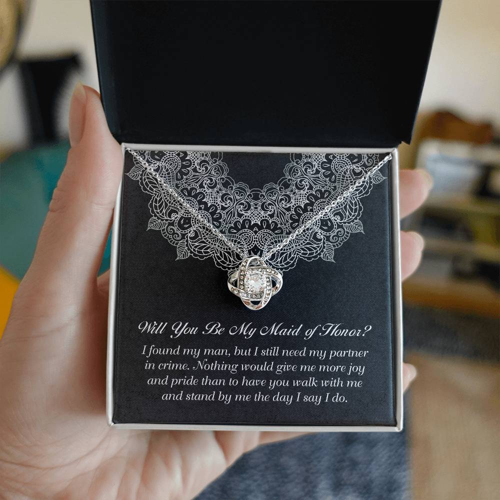 Maid of Honor Love Knot Necklace - Partner in Crime