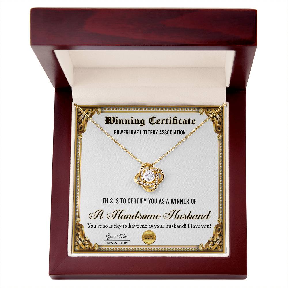 Wife Love Knot Necklace - Winning Certificate