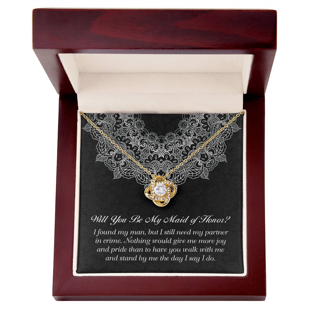 Maid of Honor Love Knot Necklace - Partner in Crime