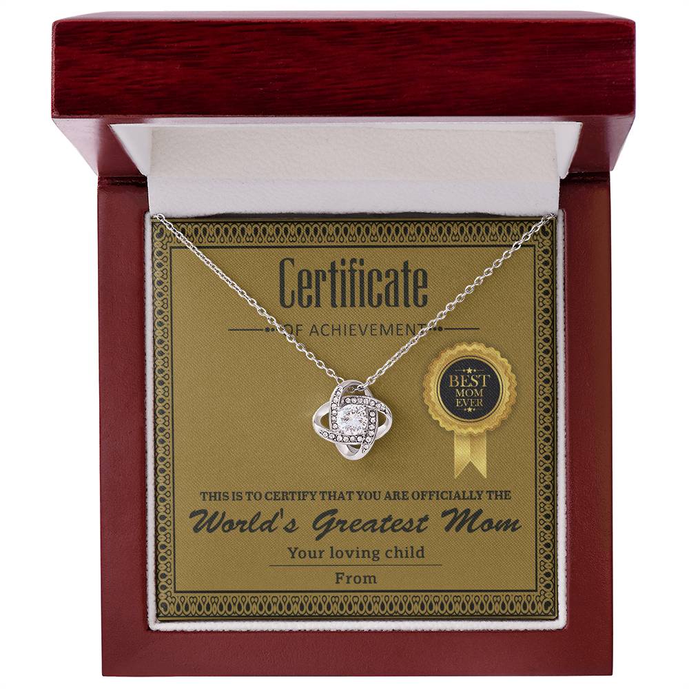 Mom Love Knot Necklace - Certificate Of Achievement
