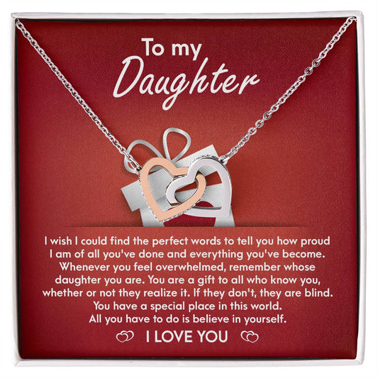 Daughter Interlocking Hearts Necklace - Gift