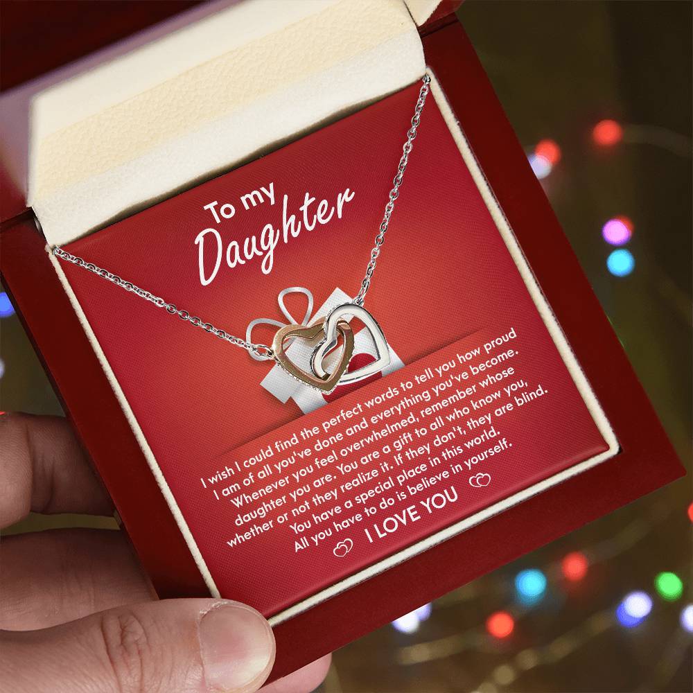 Daughter Interlocking Hearts Necklace - Gift