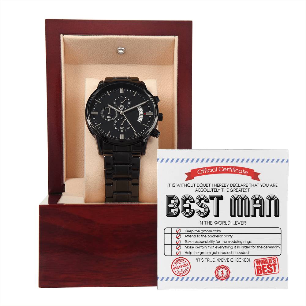 Best Man Chronograph Watch - Certificate