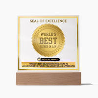 Load image into Gallery viewer, Father in Law Acrylic Plaque - Seal of Excellence
