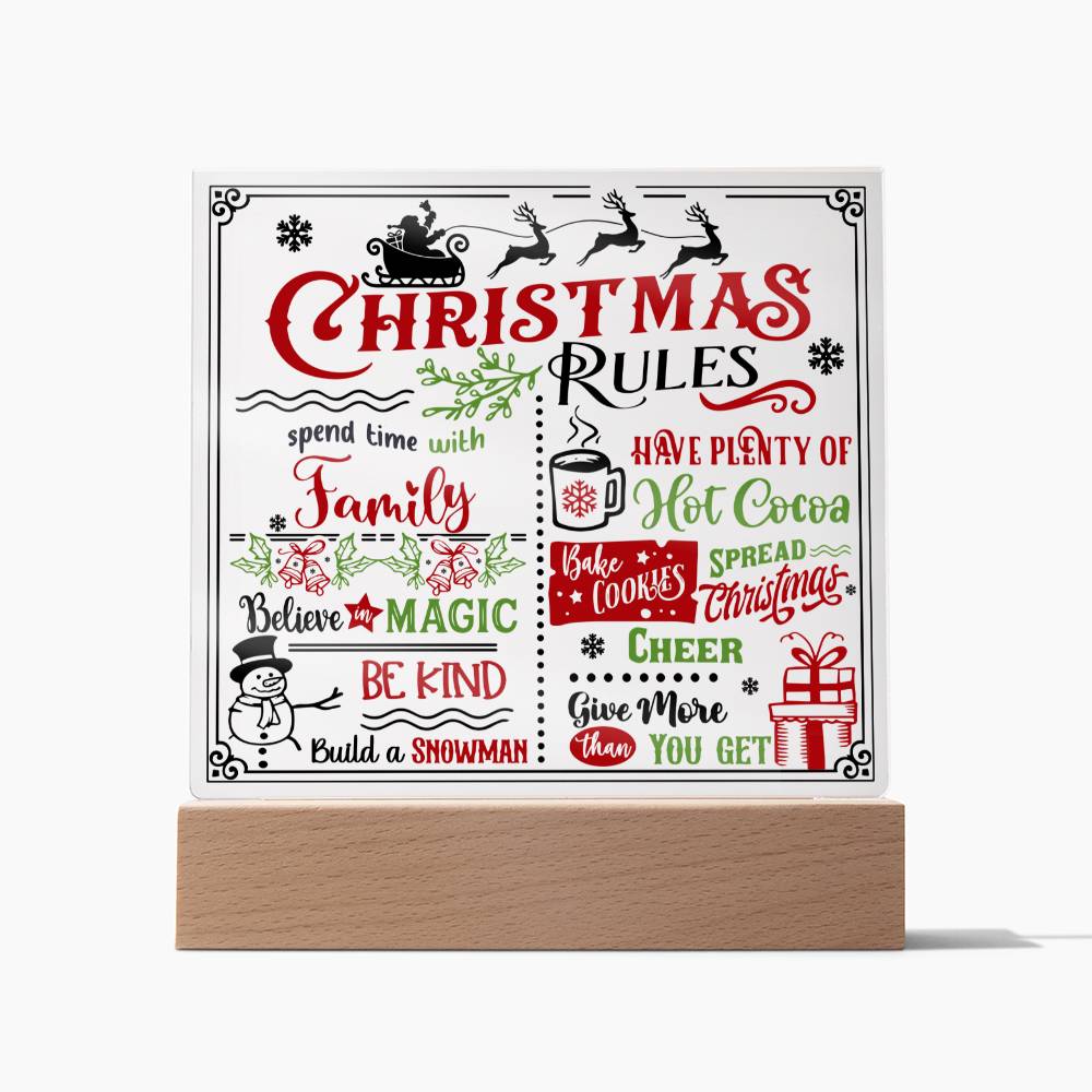 Christmas Rules - Acrylic Square Plaque