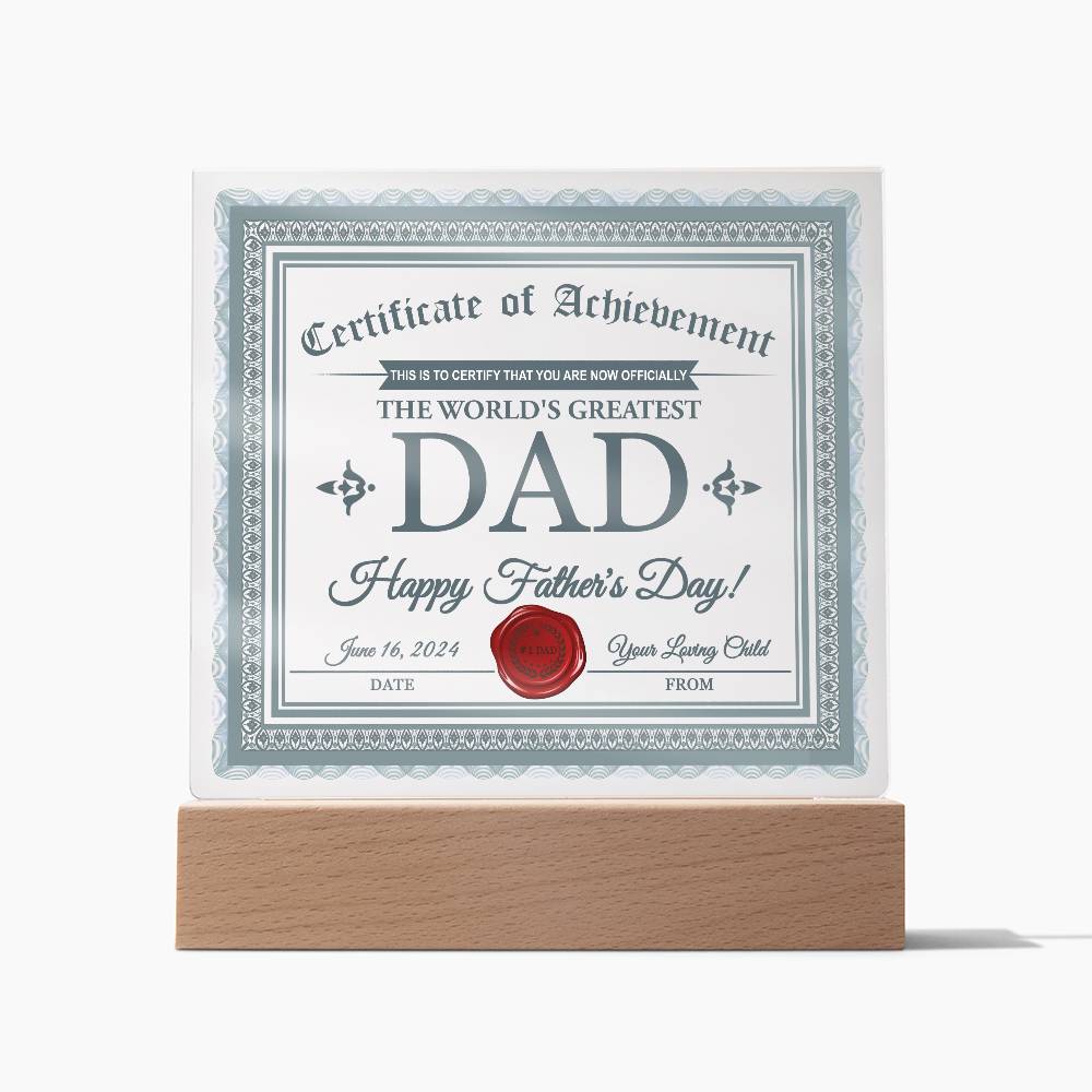 Dad Acrylic Plaque - Certificate of Achievement