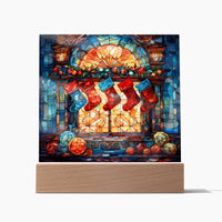 Load image into Gallery viewer, Stained Glass Christmas Decor - Acrylic Square Plaque
