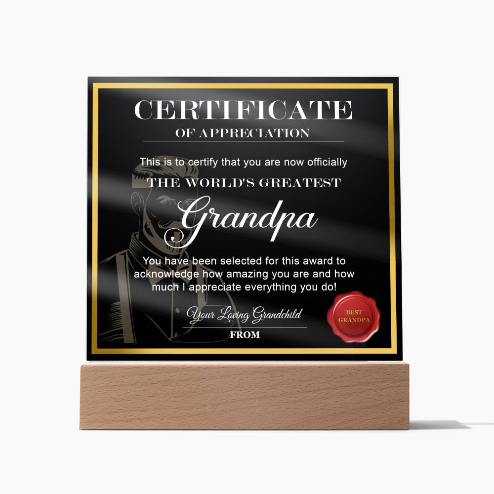 World's Greatest Grandpa - Acrylic Plaque