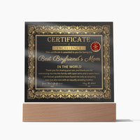 Load image into Gallery viewer, Boyfriend&#39;s Mom Acrylic Plaque - Certificate of Excellence

