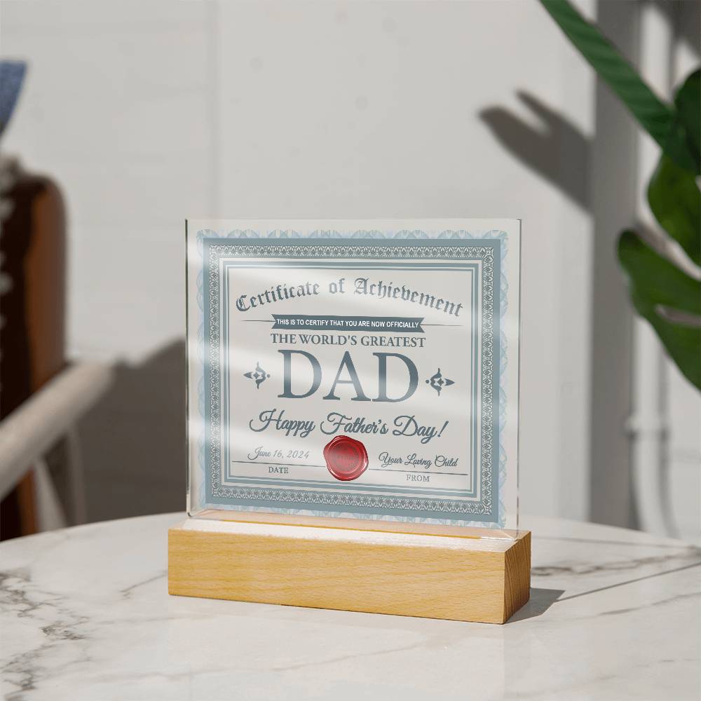 Dad Acrylic Plaque - Certificate of Achievement