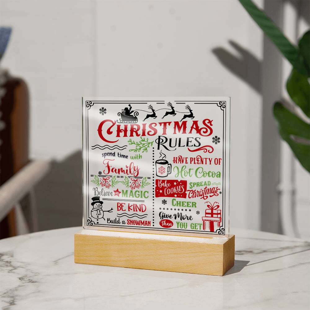 Christmas Rules - Acrylic Square Plaque