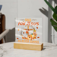 Load image into Gallery viewer, Fall Jesus - He Never Leaves - Acrylic Square Plaque
