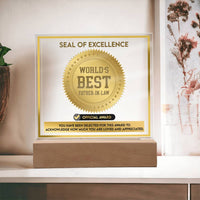 Load image into Gallery viewer, Father in Law Acrylic Plaque - Seal of Excellence
