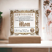 Load image into Gallery viewer, Mom Acrylic Plaque - Certificate of Achievement
