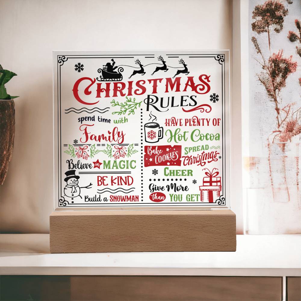 Christmas Rules - Acrylic Square Plaque