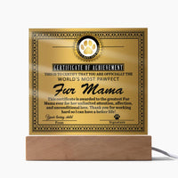 Load image into Gallery viewer, Fur Mama Acrylic Plaque - Certificate of Achievement
