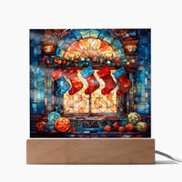 Load image into Gallery viewer, Stained Glass Christmas Decor - Acrylic Square Plaque
