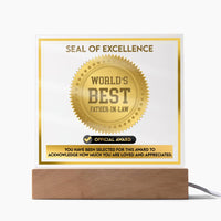 Load image into Gallery viewer, Father in Law Acrylic Plaque - Seal of Excellence
