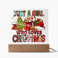 Load image into Gallery viewer, Christmas Girl - Acrylic Square Plaque
