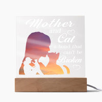 Load image into Gallery viewer, Mother and Cat - Love Forever - Acrylic Square Plaque
