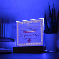 Load image into Gallery viewer, Girlfriend&#39;s Dad Acrylic Plaque - Certificate of Achievement
