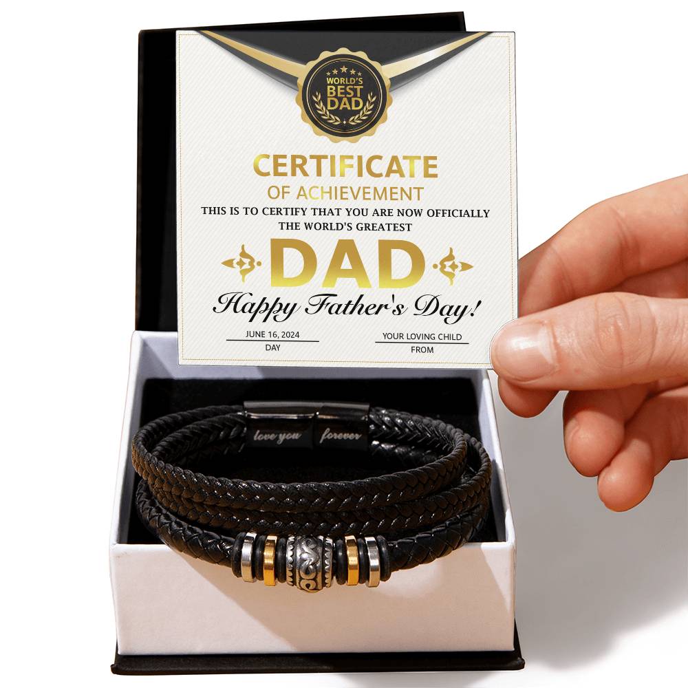 Dad Love You Forever Bracelet - Certificate of Achievement