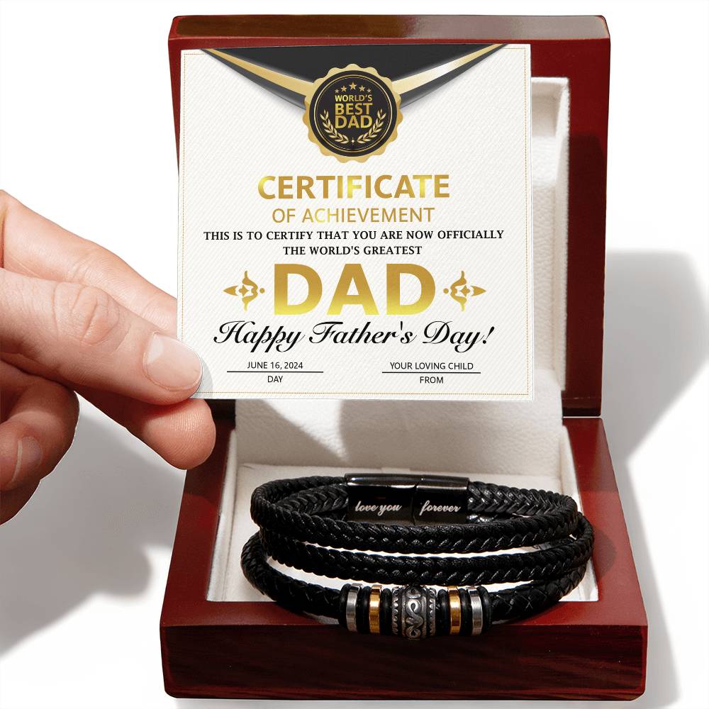 Dad Love You Forever Bracelet - Certificate of Achievement