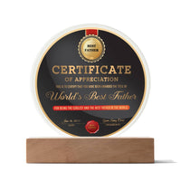 Load image into Gallery viewer, Best Father Certificate - Acrylic Circle Plaque
