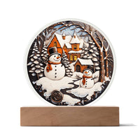 Load image into Gallery viewer, Twin Snowman - Acrylic Circle Plaque
