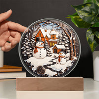 Load image into Gallery viewer, Twin Snowman - Acrylic Circle Plaque
