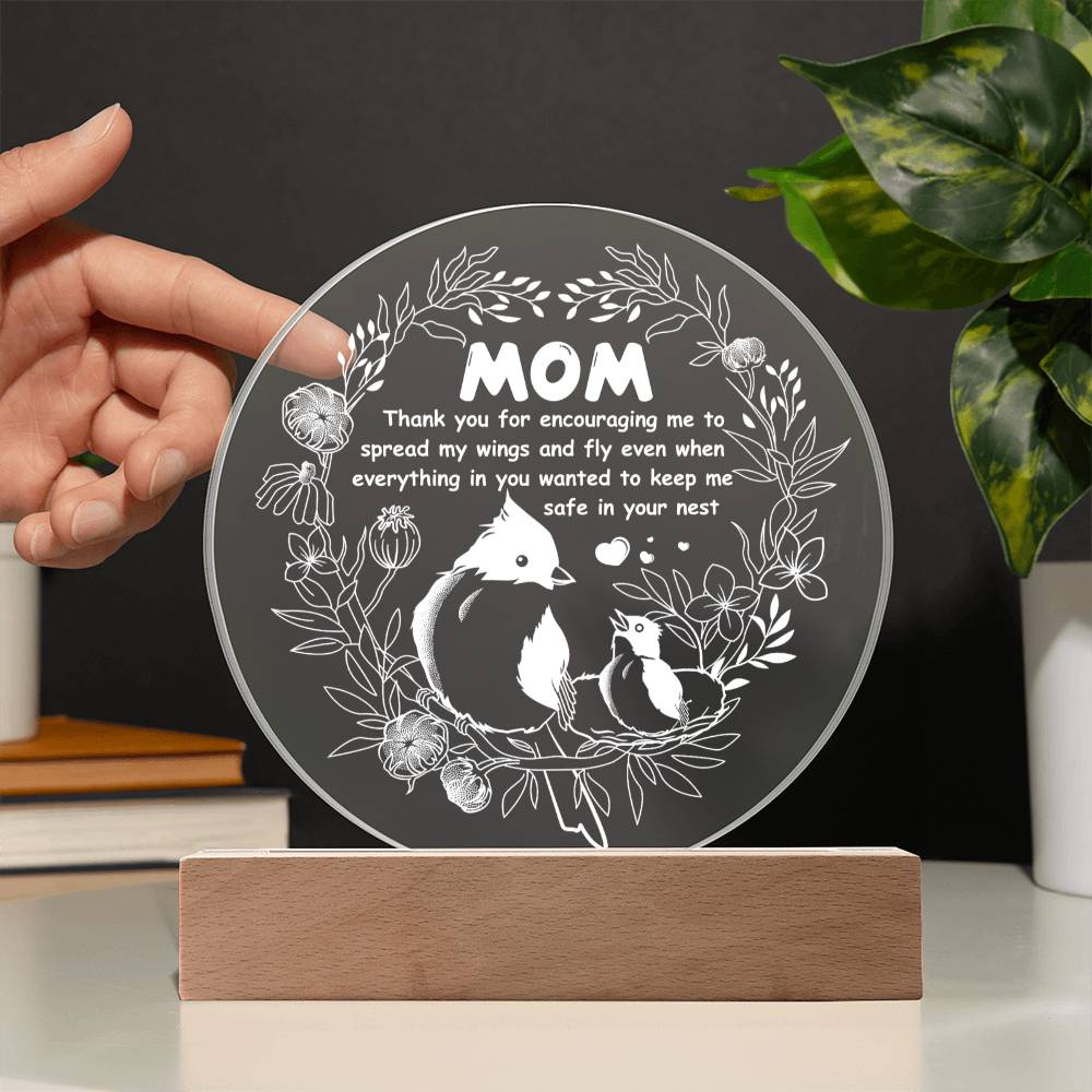 Mom Acrylic Circle Plaque - Keep Me Safe