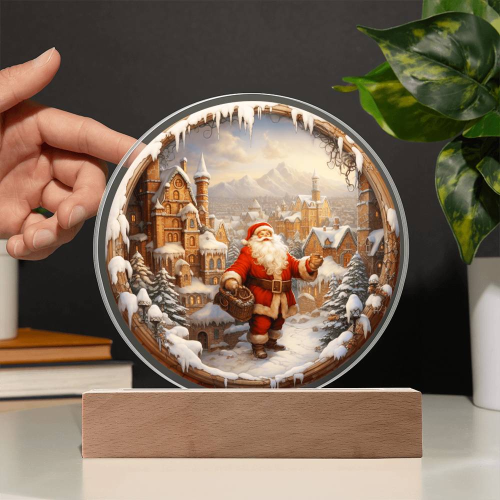 Santa Claus Comes To Town - Acrylic Circle Plaque