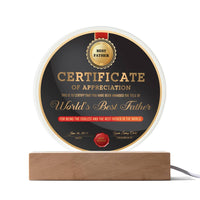 Load image into Gallery viewer, Best Father Certificate - Acrylic Circle Plaque
