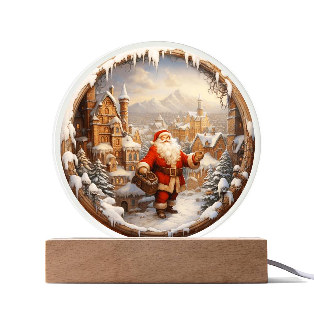 Santa Claus Comes To Town - Acrylic Circle Plaque