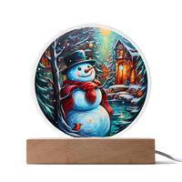 Load image into Gallery viewer, Snowman is Feeling - Acrylic Circle Plaque
